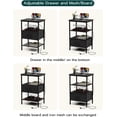 thumbnail image 4 of Nightstand with Charging Station - Small Vintage Night Stand with AC Outlets & USB Ports, Wooden Bedside Table with Drawer and Shelf for Storage, End Tables Bedroom/Living Room Decor, Charcoal Wenge, 4 of 14