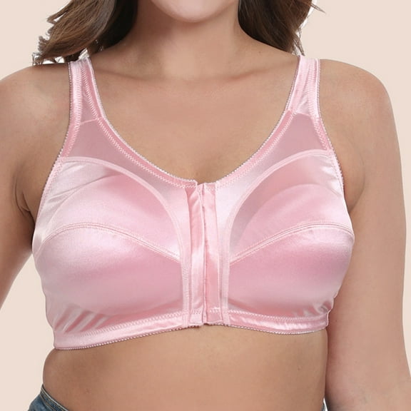 Chuancc Womens Underwear,Gathering Non Marking Adjustable Full Cup Fixed Double Straps Front Buckle Large Size Bra without Ring Sexy Underwear for Women Bra for Women Red 46D