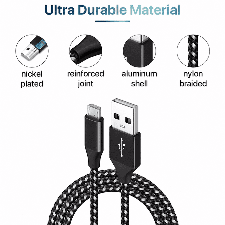 OWNTECH Micro USB Cable 10 ft, 2-Pack, Black photo 4