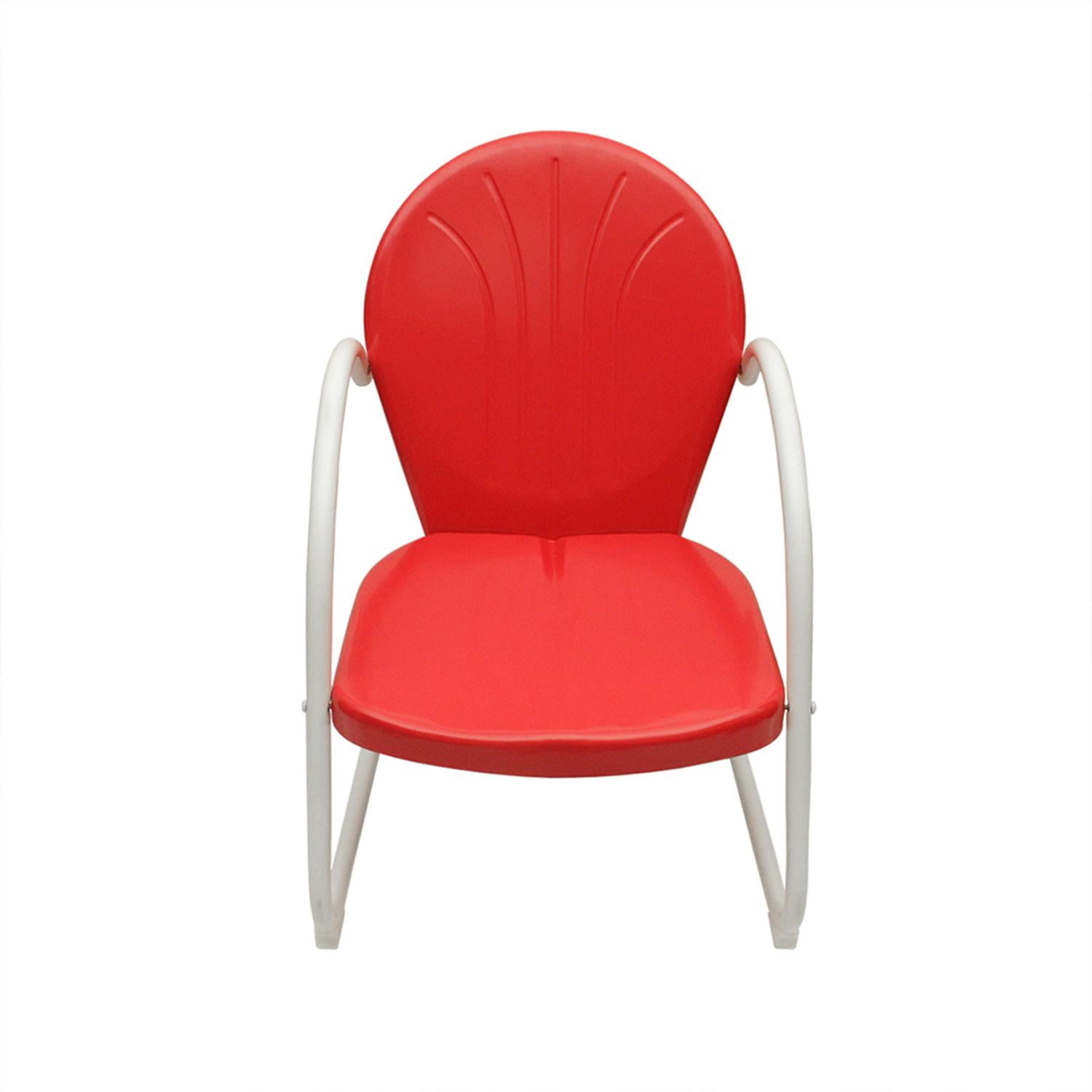 Vibrant Red And White Retro Metal Tulip Chair