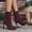 Wine, variant on Women's Plus Size Knitted Mesh Round Toe Ankle Boots Block Heel Breathable for Summer Casual Wine 9.5