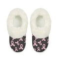 thumbnail image 2 of POLERO Womens Fuzzy Slippers Breast Cancer Pink Ribbon Print Fluffy Platform Slippers Memory Foam Indoor/Outdoor Shoes Warm Winter House Shoes, Size 4-5, 2 of 7