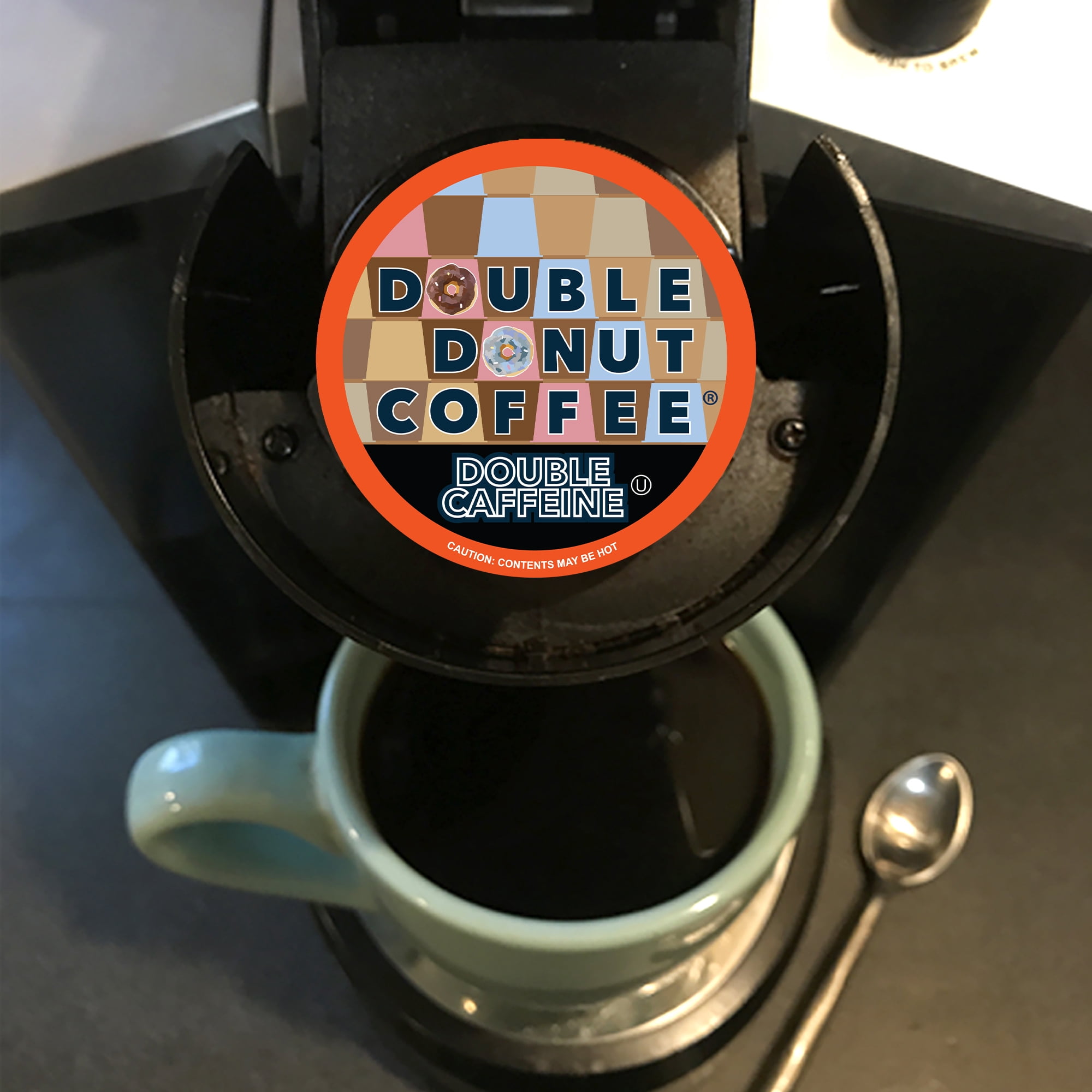 Double Donut Double Caffeine Coffee Pods, Dark Roast, 80 Count for Keurig K Cup Machines