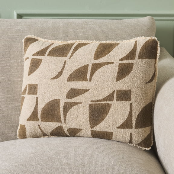 Safavieh Juara 14" x 20" Mid-Century Linen Decorative Pillows, Taupe/Natural