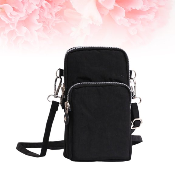 Hytrove Durable Black Canvas Shoulder Messenger Bag with Solid Zippers and Wrist Strap