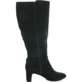 thumbnail image 2 of CHARTER CLUB Womens Black Metallic Hardware Slip Resistant Padded Palmaa Almond Toe Block Heel Zip-Up Boots 10 M, 2 of 3