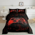 thumbnail image 2 of jejeloiu 3D Console Gamers Queen Comforter Set,Retro Honeycomb Hexagon Bedding Sets,Red Black Geometric Bedding Comforter Set For Boy,Super Cozy Room Decor Reversible,3pcs, 2 of 8