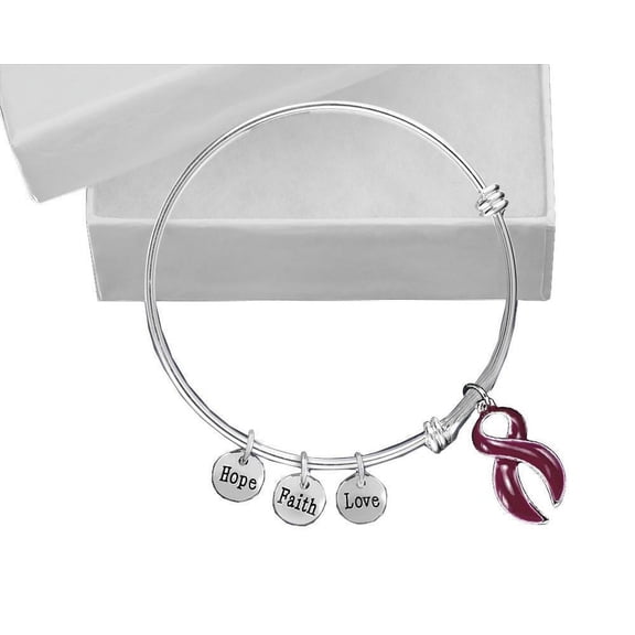 Large Burgundy Ribbon Retractable Charm Bracelets