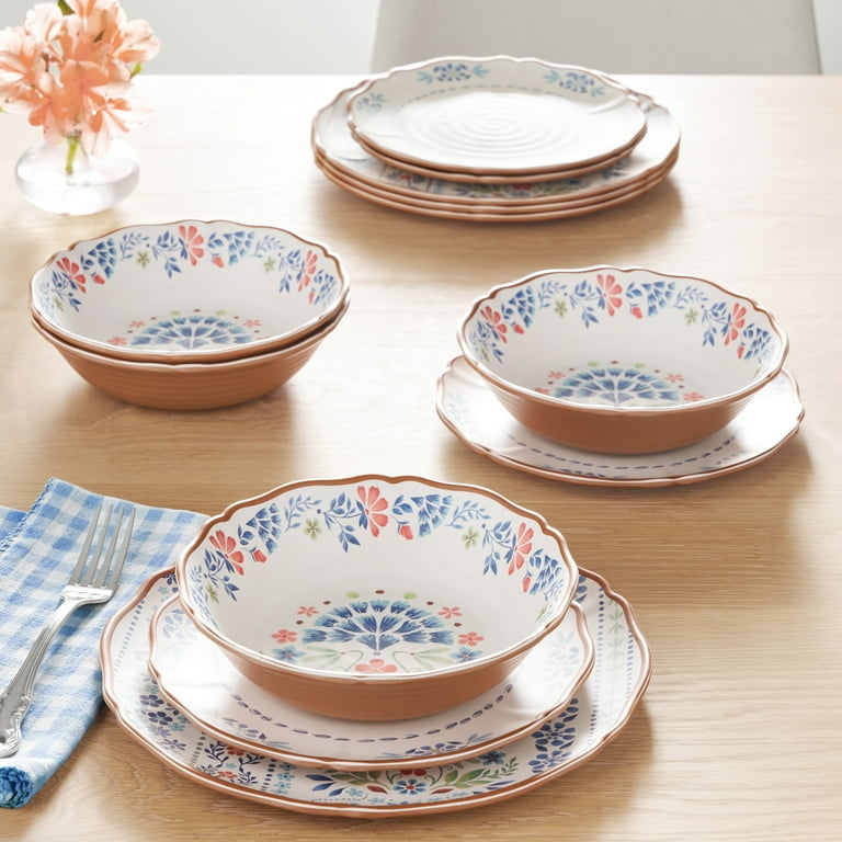 The Pioneer Woman Hattie 12-Piece Bamboo Melamine Dinnerware Set