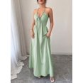 thumbnail image 5 of Solid Color Tie-Up Backless Maxi A-Line Dress Women's Summer Sundress One Piece Long Dress, 5 of 10