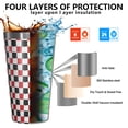 thumbnail image 3 of 16oz Tumblers Red Black White Checkered Pattern Stainless Steel Vacuum Insulated Double Wall Travel Tumbler Cups Mug with Lid and Straw,Cleaning Brush for Coffee,Tea, 3 of 4
