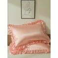 thumbnail image 3 of MOVE OVER Pink Ruffle Pillowcases Queen, Silky Satin Girls Pillow Cover Set of 2, Luxury Satin Ruffle Pattern, 2 Pack, 3 of 8