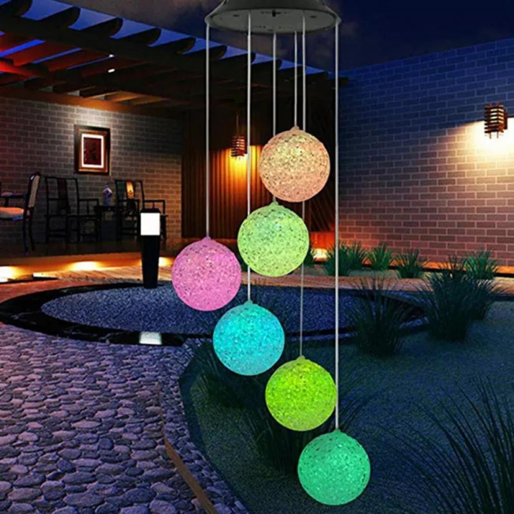 Outdoor Waterproof Solar Panel LED Heart Wind Chimes Home Garden Decor Light 
