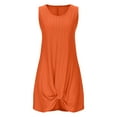 thumbnail image 4 of Womens Summer Sundress Ruffle Solid Color Round Neck Short-sleeved Dress A-Line Casual Loose T-Shirt Beach Sundress, 4 of 8