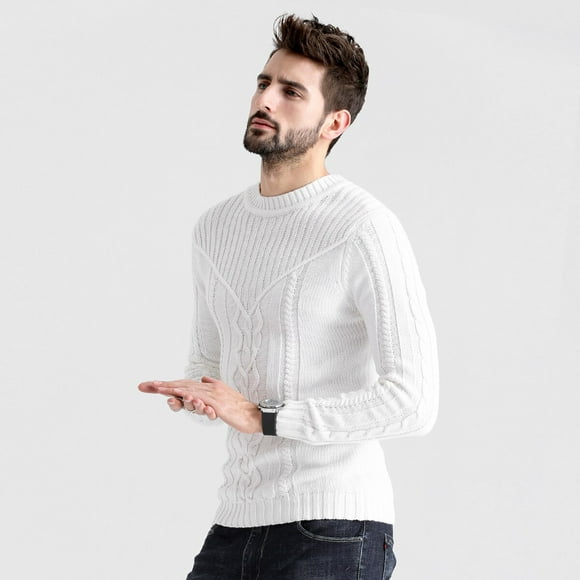 OmicGot Men Solid Casual Sweaters Men Winter Warm Knitted Pullovers Men New Autumn High Quality Long Sleeve Men Sweater