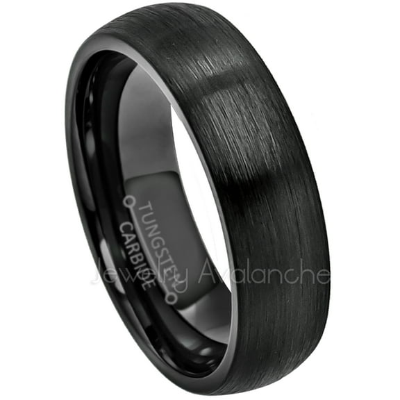 6mm Dome Tungsten Ring - Brushed Finish Black IP Comfort Fit Tungsten Carbide Ring - Tungsten Anniversary Band - TN233s5