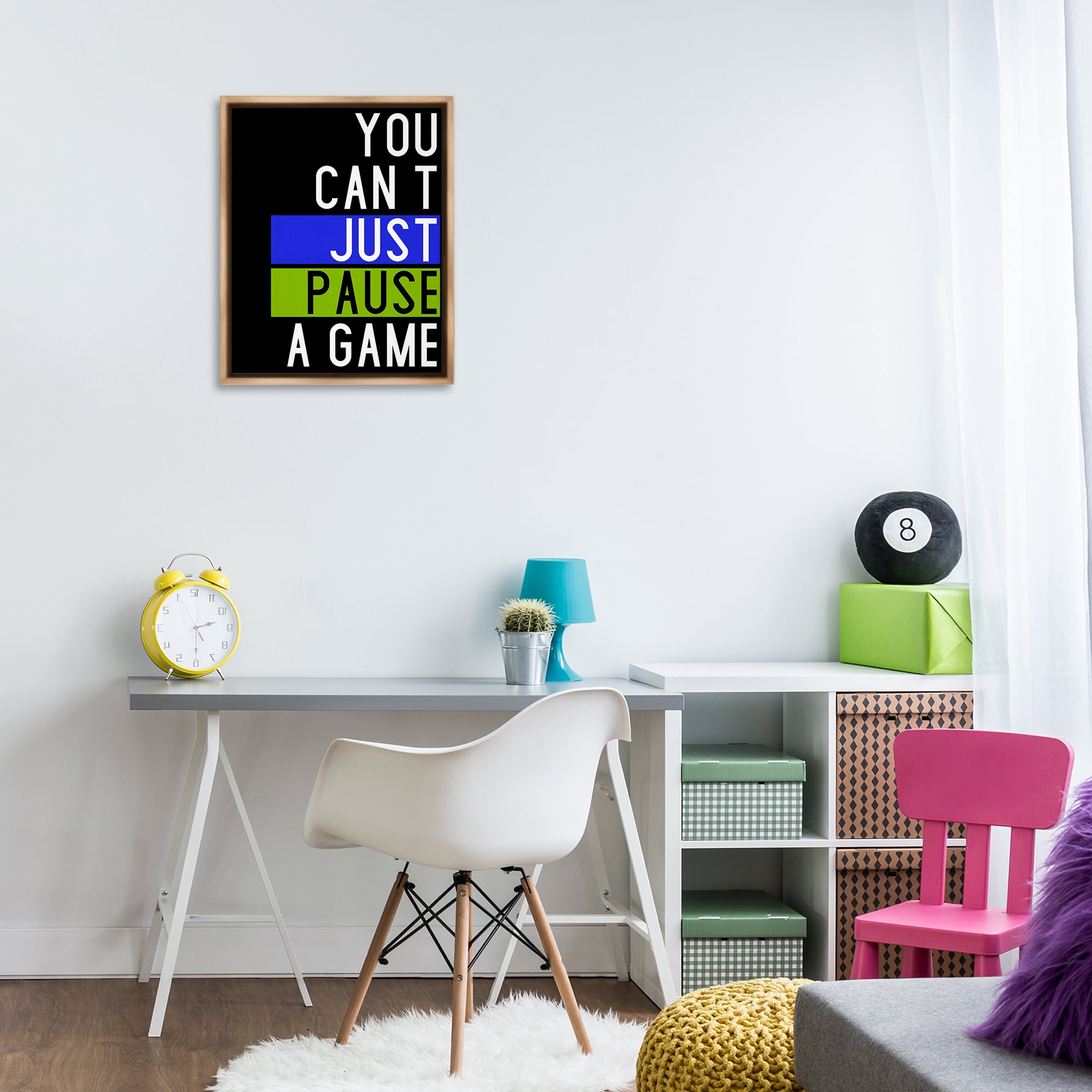 Stupell Industries Can't Pause a Game Typography Painting Brown Floater Framed Art Print Wall Art, 17 x 21