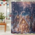 thumbnail image 6 of Shower Curtain 72"W x 96"L Winter Christmas Gingerbread Men House Snowflake Night Fabric Shower Curtains Set with Hooks Water Repellent Bathroom Curtains Machine Washable Bathroom Accessories, 6 of 9