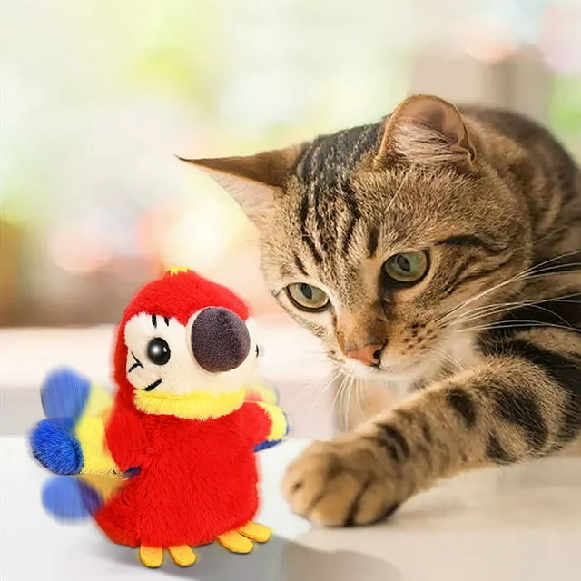 BotaniNest Chirping Bird Cat Toy Flapping W Ings Flapping Bird Cat Toy Cat Toy Bird That Fl A P S Interactive Chirping Bird Cat Toy Si Mulated Chirping Bird Cat Toy Flying Cat Toys