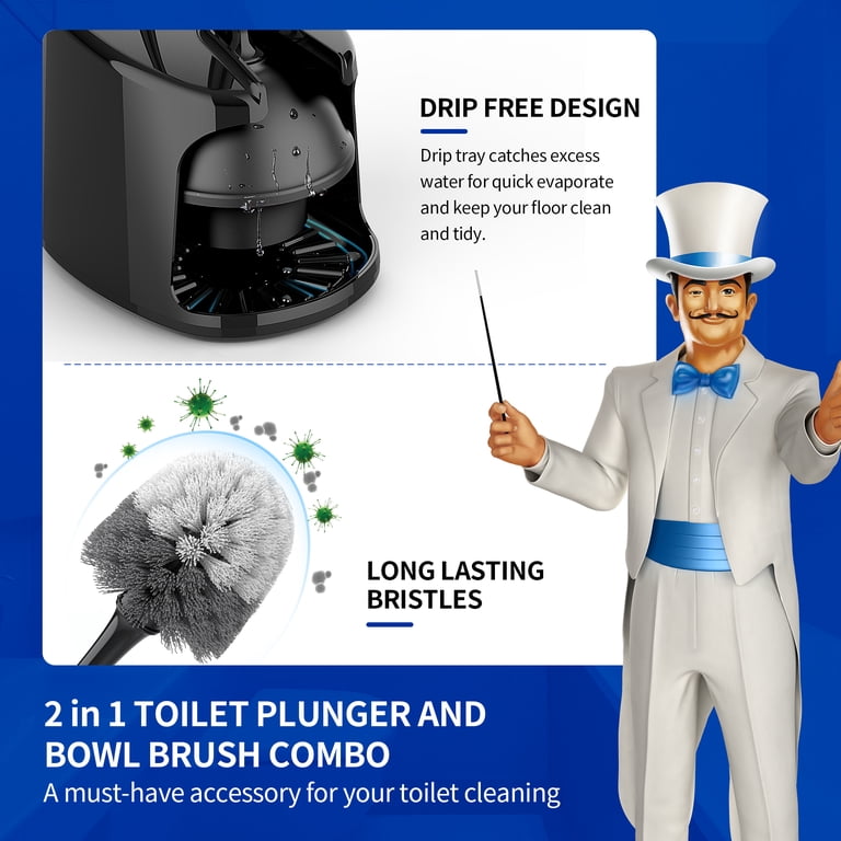 MR.SIGA Toilet Plunger and Bowl Brush Set with Holder, Black photo 8