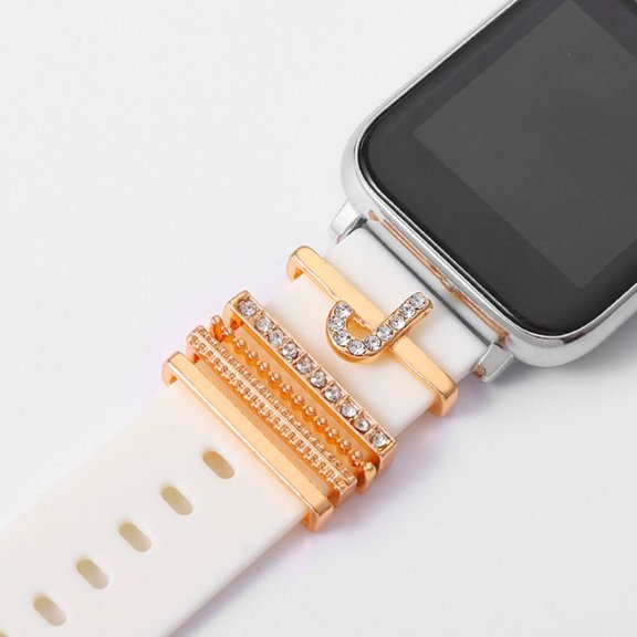 Strap Accessories Ring Diamond Ornament Charms Silicone Metal For Apple Watch Band Water Ripples Watch Decorative Ring J