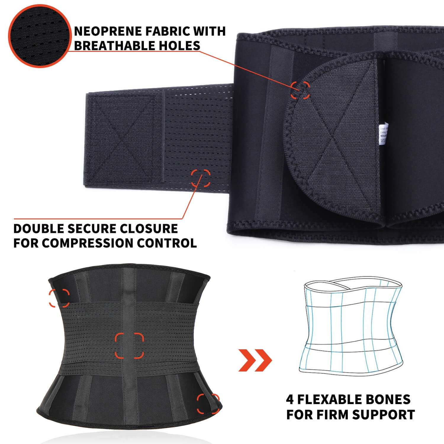 Vaslanda Neoprene Waist Trainer Belt for Men - Waist Cincher Trimmer - Slimming Body Shaper Belt - Sport Girdle Belt
