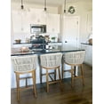 thumbnail image 2 of PURPLE LEAF Counter Height Bar Stools Set of 2 Patio Rattan Bar Stool Chairs Outdoor Modern Boho Barstools with Backs and Ergonomic Armrest for Balcony Garden Indoor Kitchen Island,Teak, 2 of 10