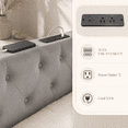 thumbnail image 5 of Amerlife Canopy Bed Frame Queen Size with 74.8" Tall Four-Post Design, Modern Deep-Tufted Velvet Upholstered Headboard with Charging Station, Grey, 5 of 10