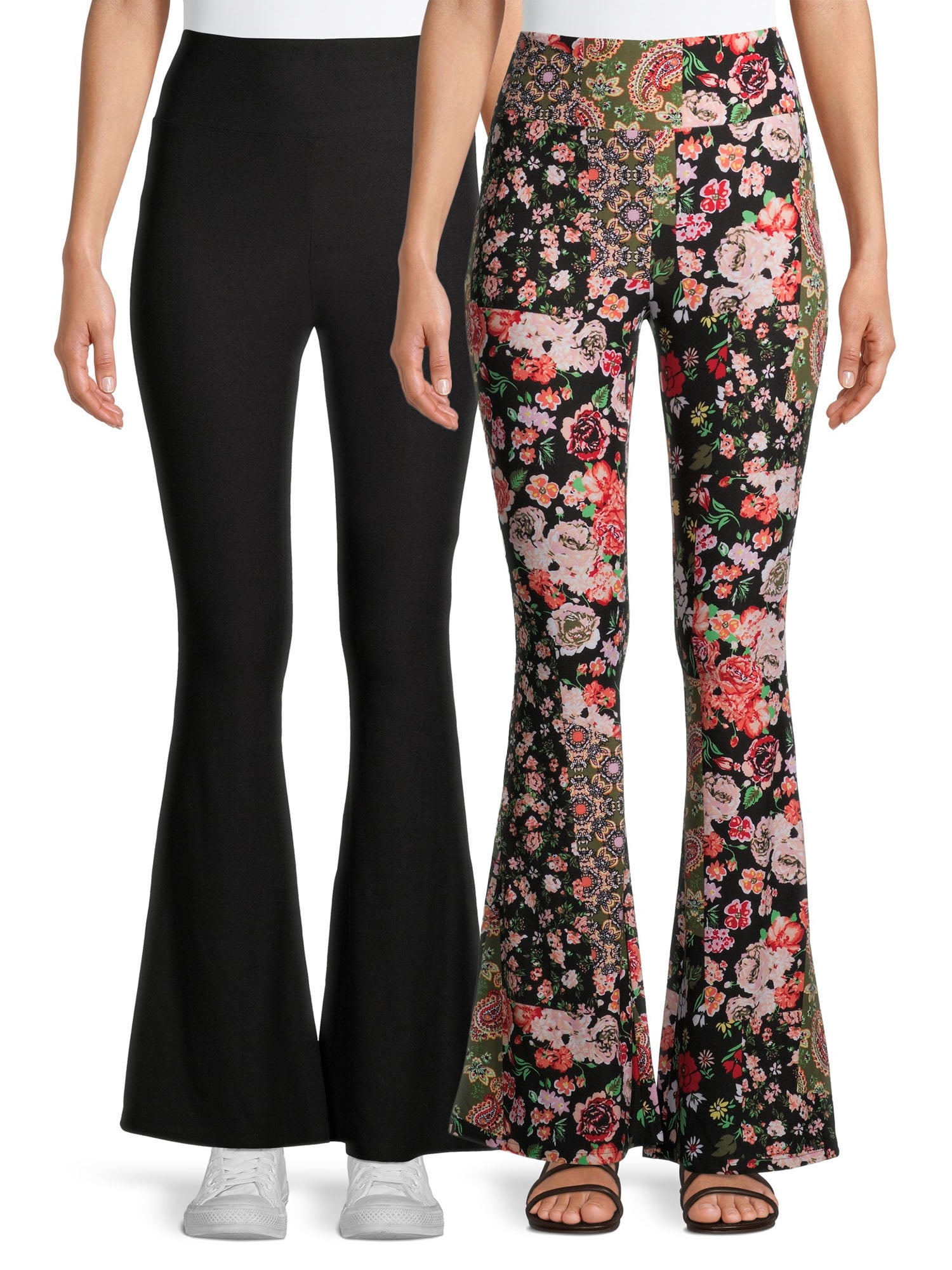 plaid flare leg pants