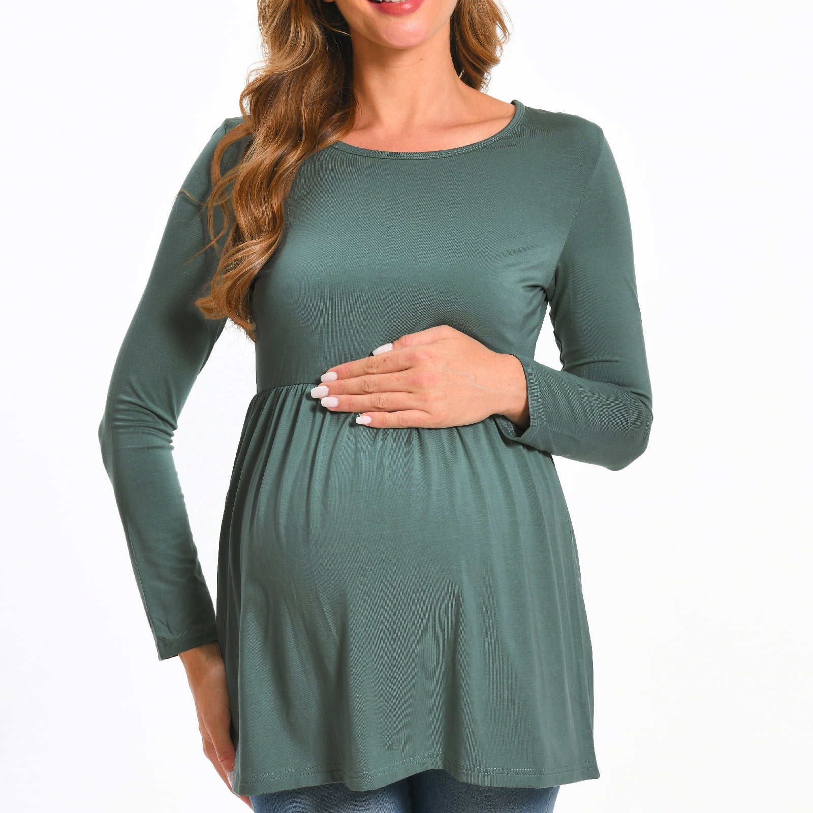 Beaisland Women's Long Sleeve Maternity Shirts Basic Casual Pregnancy Top