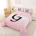 thumbnail image 2 of jejeloiu Black Initial G Full Size Comforter Sets For Girls,Cute Coquette Bow Bedding Sets For Kids,Pink Reversible,3-Piece, 2 of 7