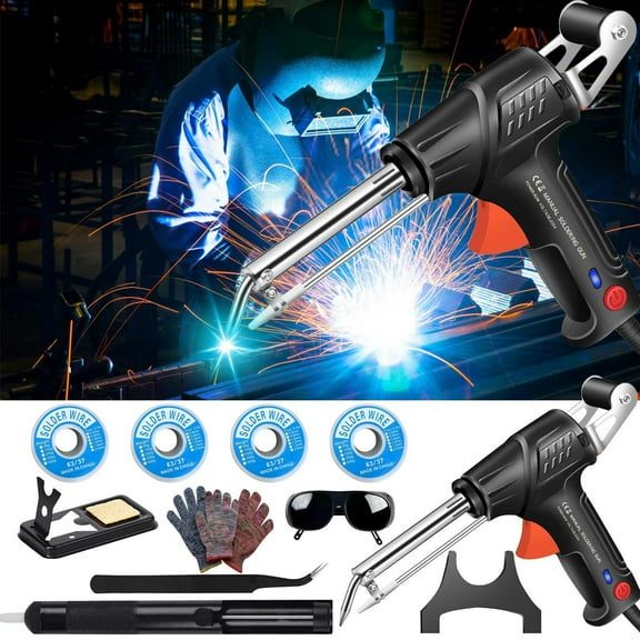 Mineart Soldering Iron Kit, 60W 110V Hand-held Automatic Soldering Gun with Solder Wire, Desoldering Pump, Tweezers, Iron Tips, Stand, for Jewellery, Home DIY, Circuit Board Repair