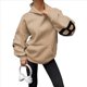 thumbnail image 2 of Sudaderas con Capucha de Moda para Mujer, Sudaderas Holgadas de Gran Tamaño, Camisetas de Larga, Corte Holgado. Caqui M, 2 of 7