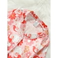 thumbnail image 5 of Toddler Girl Christmas Pajamas 1Y 2Y 3Y 4Y 5Y 6Y 7Y Cartoon Santa Flower Print Long-Sleeved Lapel Tops Elastic Waist Trousers Sleepwear Outfits, 5 of 10