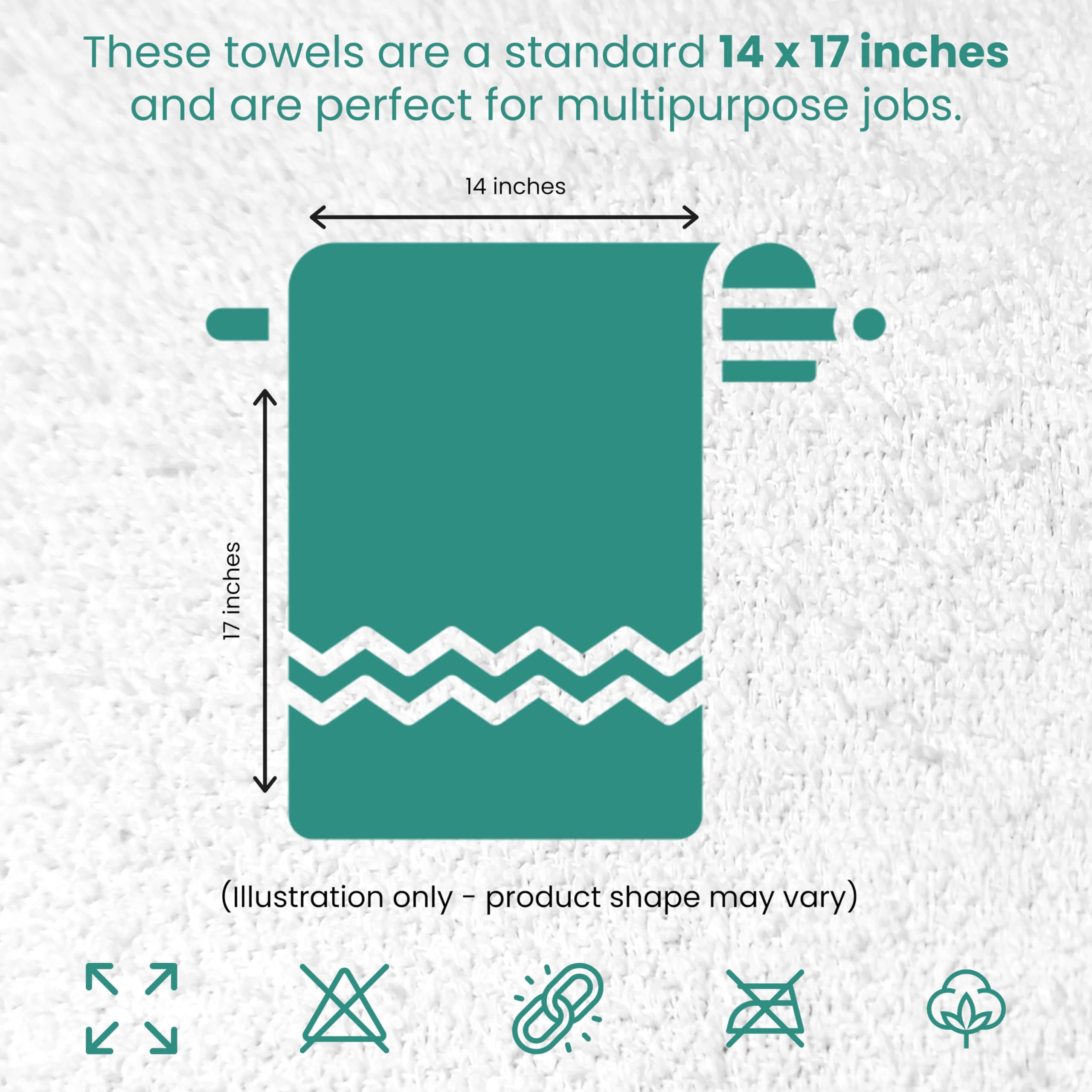 SupremePlus Terry Cleaning Rags 5 lbs Box 14" x 17" White 100% Cotton Bar Mop Towels (40 Count)
