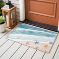 thumbnail image 4 of Teal Summer Beach Entryway Rug 2'x3'&nbsp; Non Slip Front Door Mats, Coastal Waves Ocean Starfish Conch Entrance Rugs Indoor Outdoor Carpet, Washable Floor Mats Small Area Rug for Bedroom Kitchen, 4 of 8