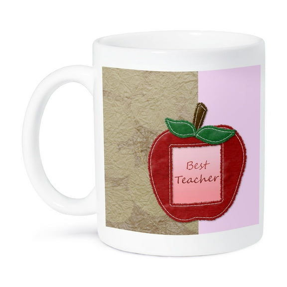 3dRose, Best Teacher Apple Art - Fun Fruits, 11oz Mug