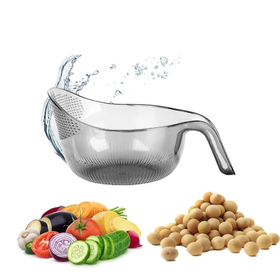 Rice Washer Strainer Bowl,QZS Large Rice Beans Washer Strainers and Colanders,Reusable Washing Bowl for Fruit,Vegetables Washing,1Pack