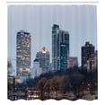 thumbnail image 3 of Wisconsin Shower Curtain, North Lincoln Memorial Drive in Milwaukee with Skyscrapers and Autumn Trees, Fabric Bathroom Set with Hooks, 69W X 75L Inches Long, Multicolor, by Ambesonne, 3 of 3
