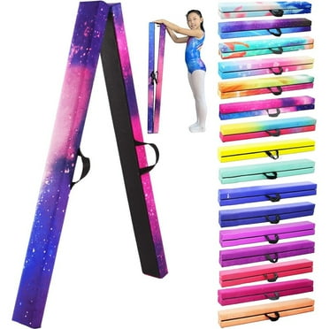 8FT Folding Balance Beam -Gymnastics Floor Beam -Gymnastics Equipment for Kids,Wood core- Anti-Slip Bottom and Carrying Bag for Home,1
