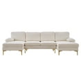 thumbnail image 3 of Modern U Shaped Convertible Sofa Couch, 113'' Modular Sectional Sofa with Tufted Back Cushion and Golden Legs, 4-Seat Sectionals Sofa Couch with Ottomans for Living Room (Chenille, Creamy-White), 3 of 8