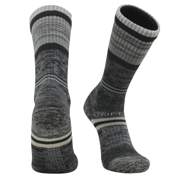 Strideline Combed Cotton Premium Striped Crew Socks (Black Mix)