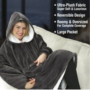 Huggle Blanket Hoodie, Ultra Plush Blanket, Wearable Blanket for Men and Women, One Size, Grey