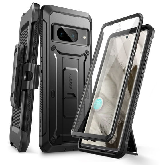 SUPCASE Unicorn Beetle Pro for Google Pixel 8A Case with Stand & Belt-Clip, [Built-in Screen Protector] [Military-Grade Protection] Heavy Duty Rugged Phone Case Cover, Black