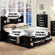 Acme Furniture Ireland Queen Bed with Storage in Black Rubberwood, Multiple Sizes