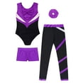 thumbnail image 6 of Zaldita Kids Girls Gymnastics Leotards Sparkly Ballet with Tumbling Shorts Yoga Leggings and Hairband Purple 6, 6 of 7
