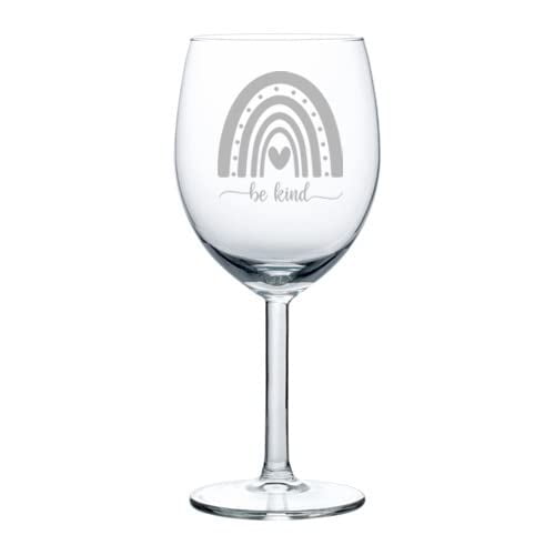 Wine Glass Goblet Boho Rainbow Be Kind (10 oz), Size: One Size