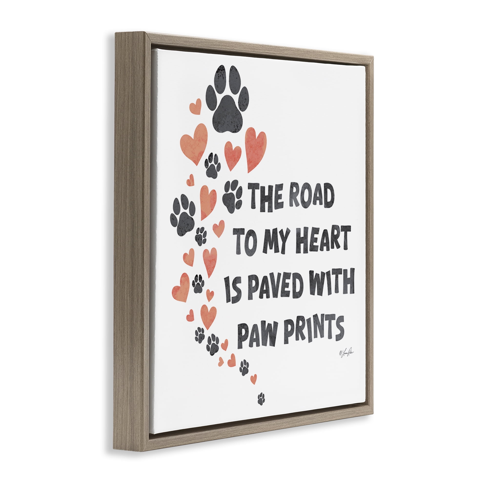 Stupell Industries Road To My Heart Typography Painting Brown Floater Framed Canvas Art Print Wall Art, 18 x 18