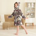 thumbnail image 4 of FORMRS Niños Bathrobe Unisex Hooded Robe Soft Plush Pajamas Sleepwear, Size 4-6T, Black Chocolate Cakes, 4 of 7
