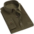 thumbnail image 1 of Men Long Sleeve Shirt Fashionable Pure Color Turn Down Collar Button Shirt with Pocket for Dating, 1 of 5